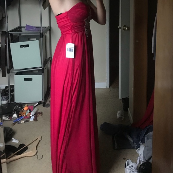 Red Strapless Gown - Picture 5 of 6
